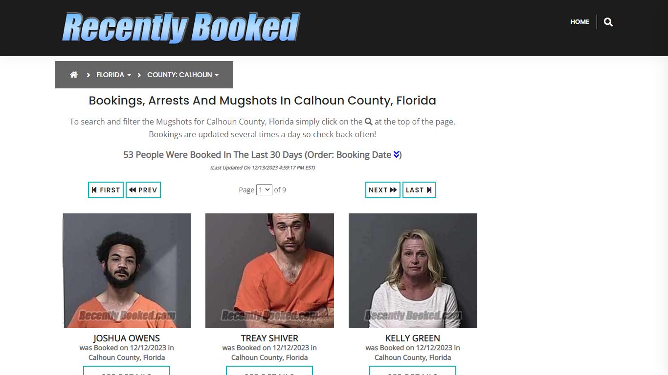 Recent bookings, Arrests, Mugshots in Calhoun County, Florida
