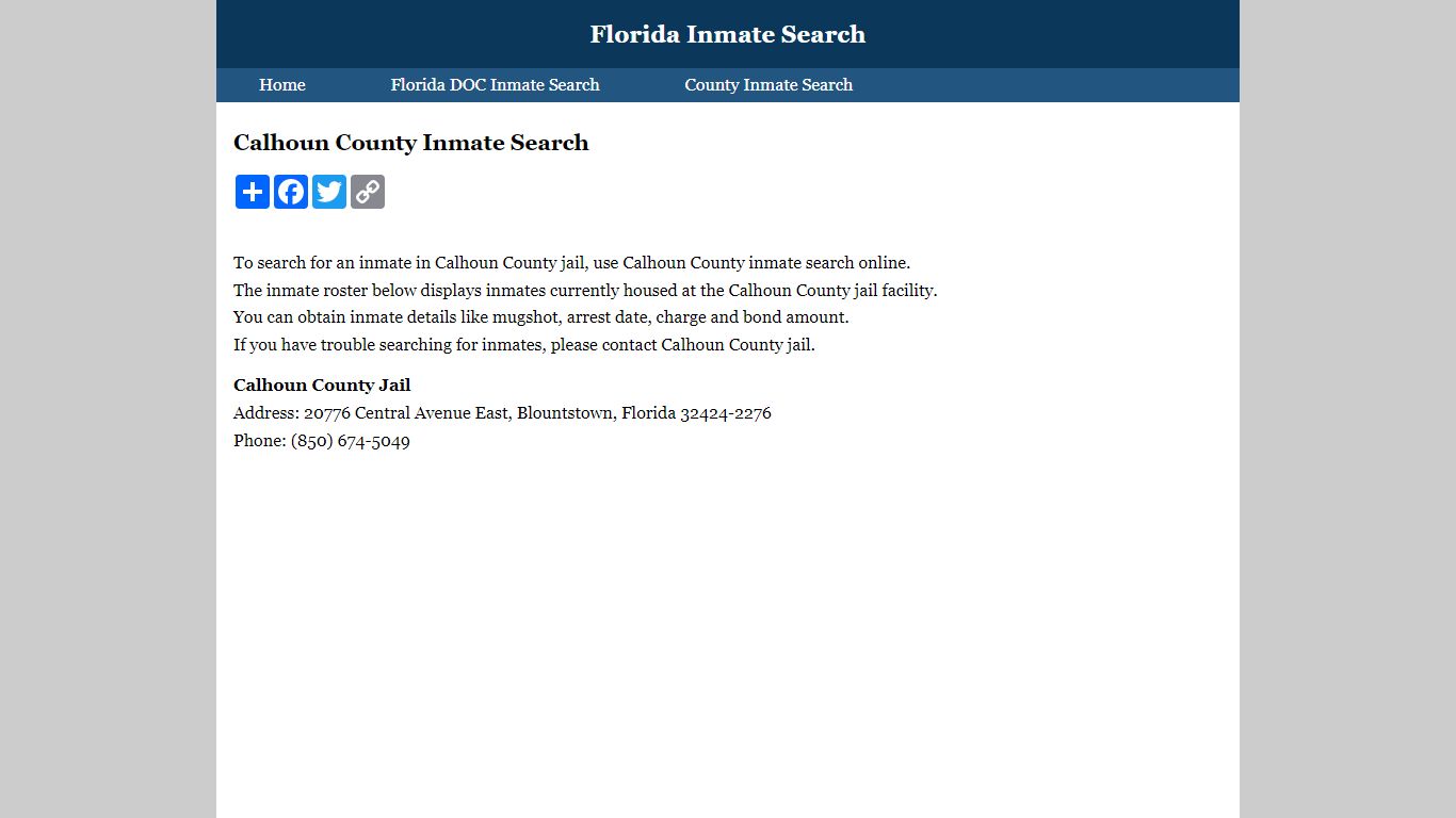 Calhoun County Inmate Search